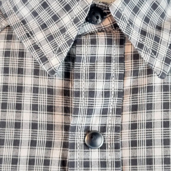 Lucky Brand Shirt Mens Large Black Pearl Snap Plaid Check Western Cowboy Rodeo - Picture 3 of 9